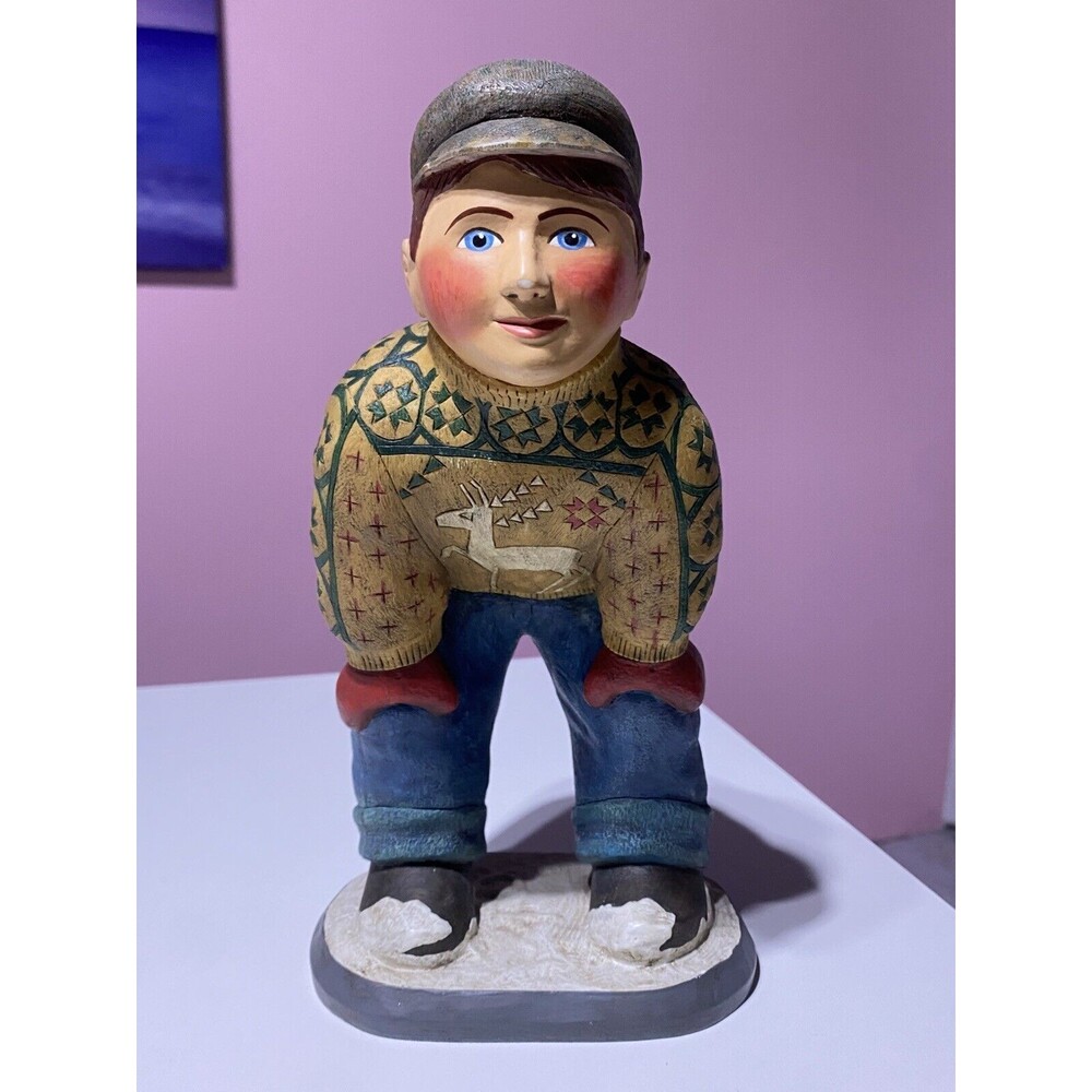 Department 56 Leo Smith Boy Playing Our Town “Snowman” Collection Folk Art